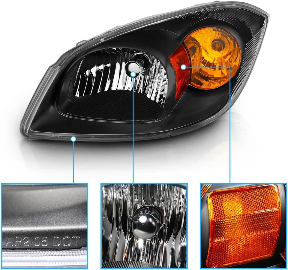 Black Headlights lamp For Chevy Cobalt0 7-10 Pontiac G5 05-06 Pursuits 2005-2010 - Image 4 of 4