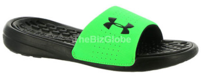 Under Armour Kids' Boys' Playmaker Fix Slide Sandal Black/Green/Black