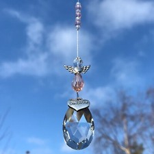 New Daughter Guardian Angel Glass Crystal Pink Hanging Sun Catcher ~ Love / Loss