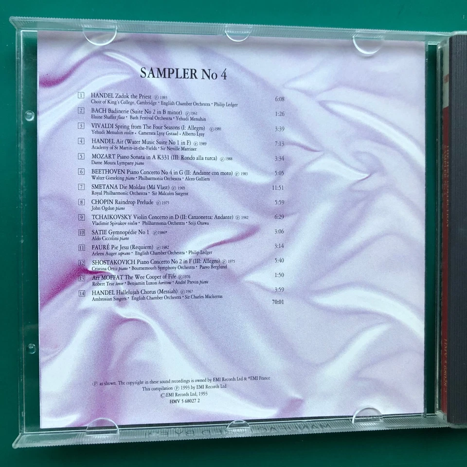 HMV Collection SAMPLER #4 Classical CD Handel Bach Mozart Smetana Satie Faure NM - Image 4 of 4