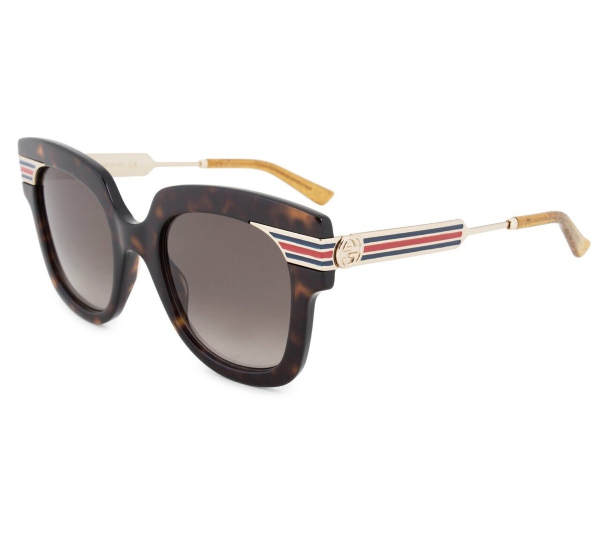 Gucci Grey Brown Havana Gold Shaded Square Ladies Sunglasses GG0281S 50mm Gucci GG1338SK 002 Havana/Brown Gradient Square 54mm Women main image 3
