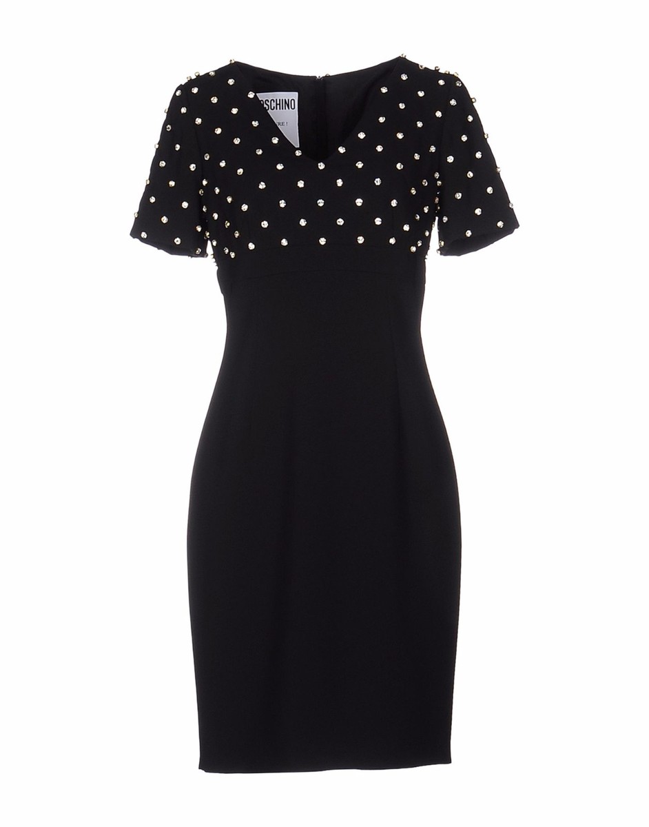 MOSCHINO Couture Jeremy Scott BARBIE Crystals BLACK Crepe Dress