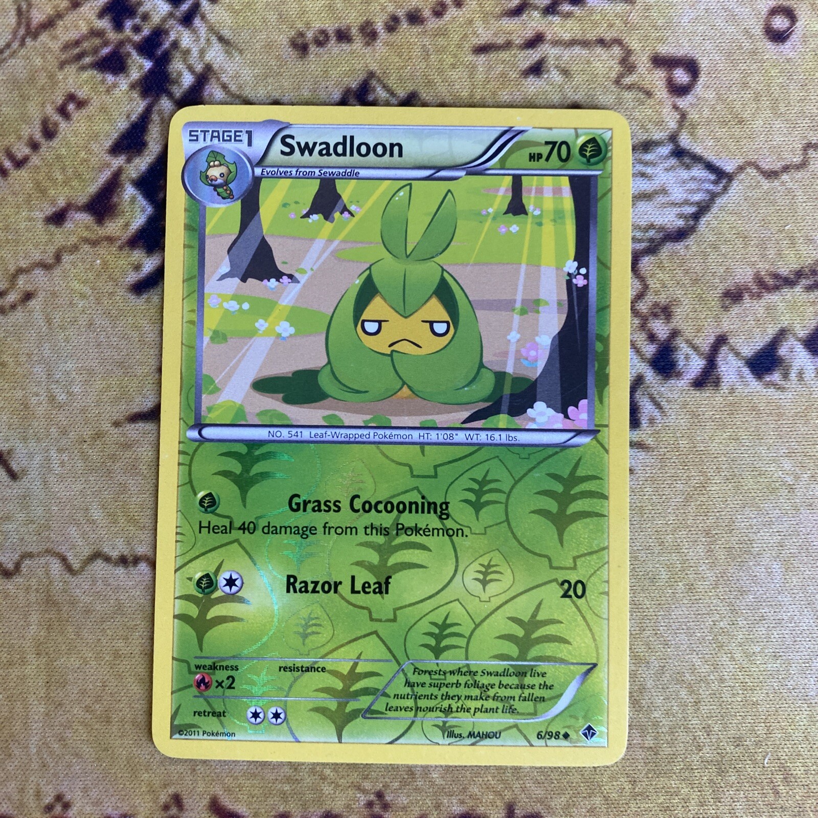 POKEMON SWADLOON 6/98 EMERGING POWERS UNCOMMON REVERSE HOLO NEAR MINT