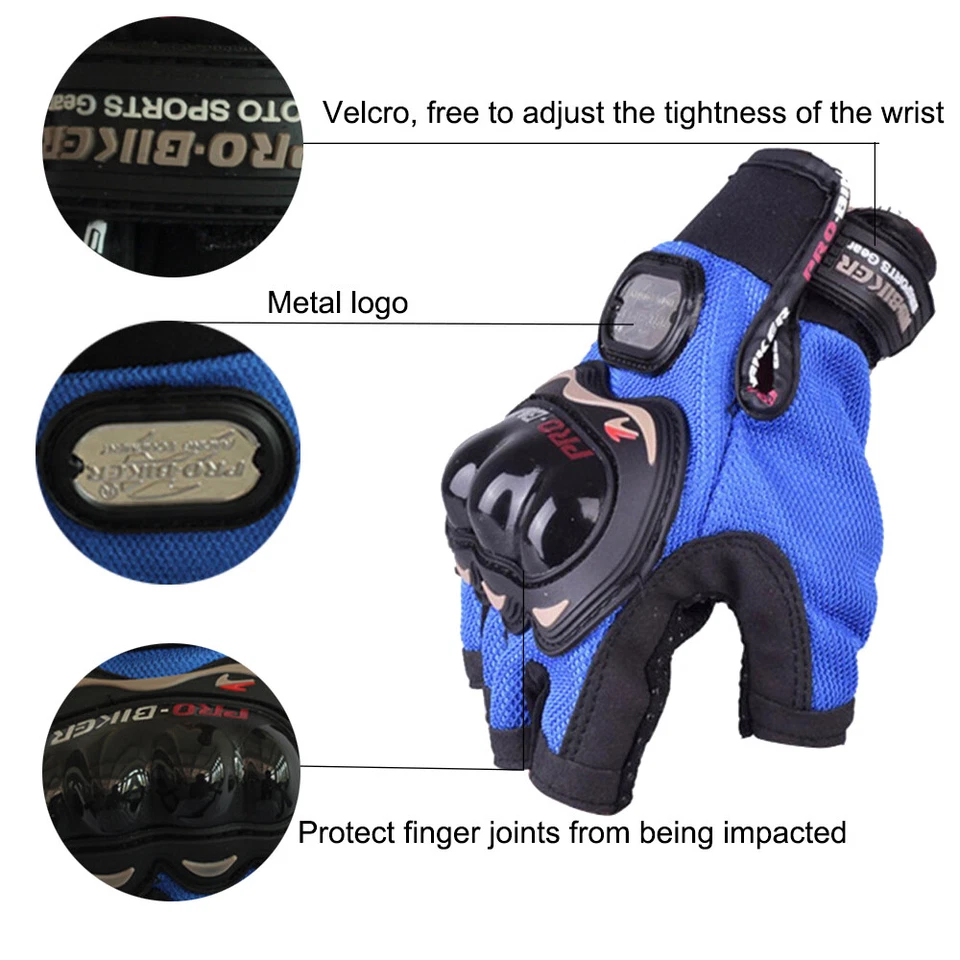 Motorcycle Gloves Fingerless Hard Joint Bike Gloves Cycling Gloves for Men Women - Image 3 of 4