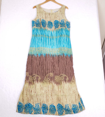 Julie Stevens Dress Sleeveless Maxi 13 14 Tribal Print Boho Resort Style VTG