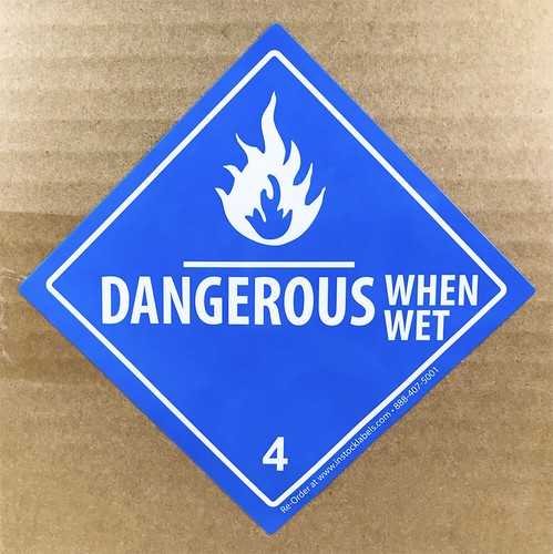 Bopp Class 4 Dangerous When Wet Hazard Stickers, 4 x 4 Inches, 500 Labels Total - Picture 3 of 3