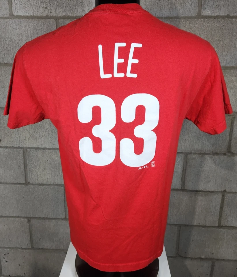 2011 MLB Philidelphia Phillies Cliff Lee #33 Majestic Camiseta Roja Talla Grande Foto 2 de 4