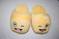 Girls Boys EMOJI SILLY FACE SLIPPERS Open Back YELLOW Size S 11-12 M 13-1 L 2-3