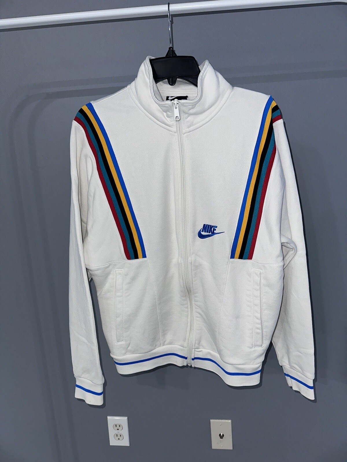 SACAI X NIKE Rara giacca Nike NSW French Terry Heritage ristampa 1988 uomo bianca taglia XS