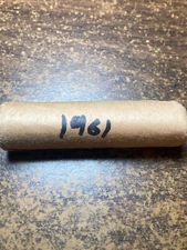 1961 (P)  "BU" ORIGINAL BANK WRAPPED LINCOLN MEMORIAL CENT PENNY ROLL  50 COINS