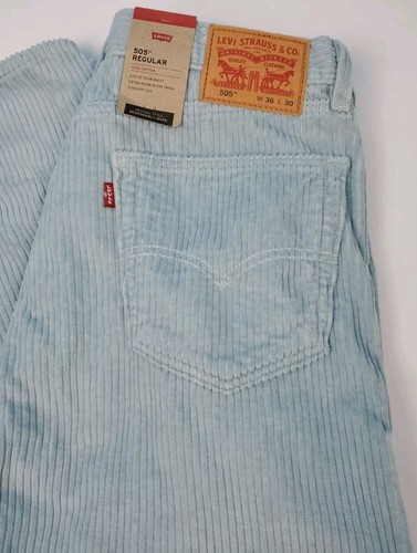NEW Levis 505 Men's Regular Fit Corduroy Pants Light Blue Size 36 x 30 NWT - Picture 5 of 9