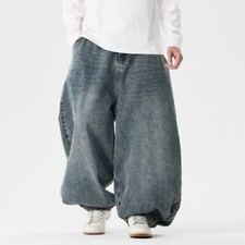 Hommes Hip-Hop Jean Ample Droit Pantalon Jeans Skateboard Pantalon Jambe Large
