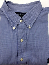 VTG Ralph Lauren Blake Mens Shirt XXL Blue Checkered Button Down Long Sleeve
