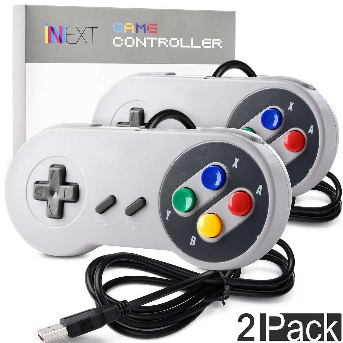 iNNEXT 2x Classic USB Gamepad Retro SNES USB Controller For PC MAC
