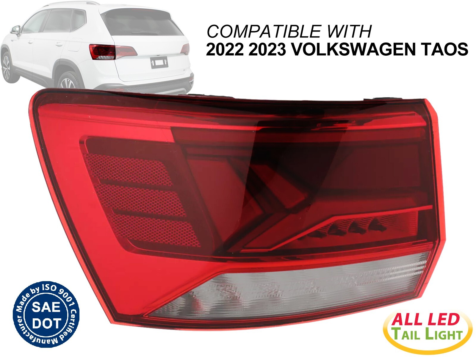 LED Tail Lamps for 2022 2023 Volkswagen Taos Outer Driver Left Side 2GJ945095A