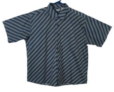 No Boundaries Mens Large Shirt Button Up Samurai Navy Short Sleeve Striped