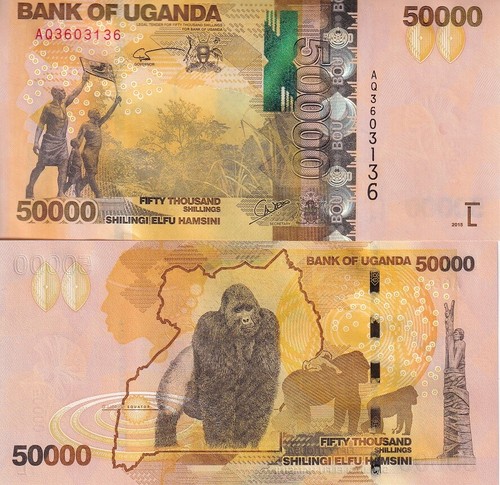 Uganda 🇺🇬 50000 Shillings Animal Theme Highest Denomination Individual Country Bank