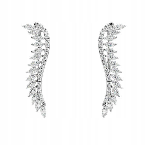 Lange Elegante Ohrringe Mit Zirkonia Ohrhaken Silber Ohrschmuck-image
