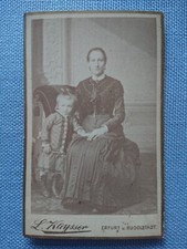 Vecchio Kabinettbild Immagine Donna Bambino Abito Gründerzeit Kaysser Erfurt