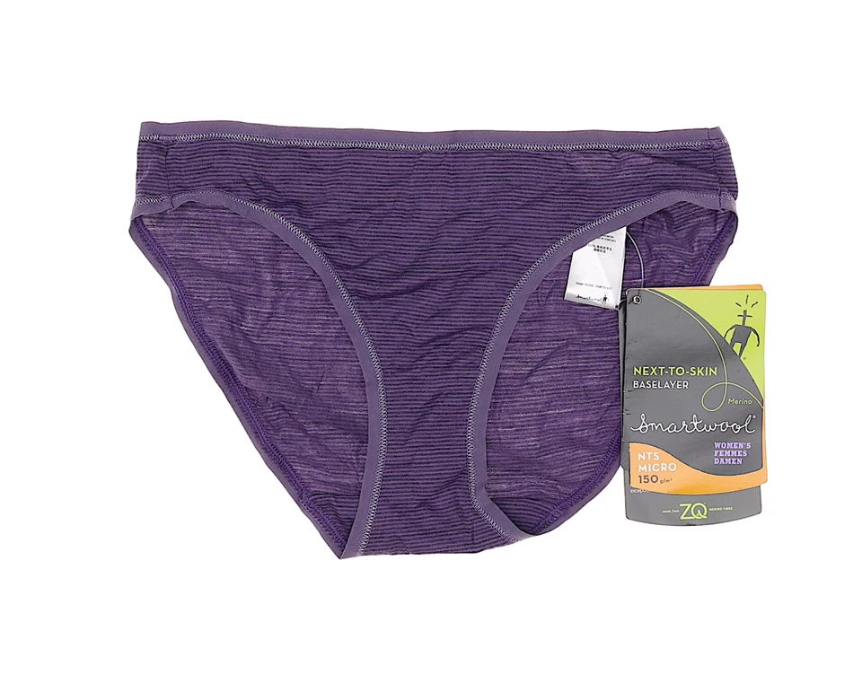 Smartwool L59835 Mujer Púrpura Rayas NTS Micro 150 Bikini Ropa Interior Talla S Foto 3 de 4