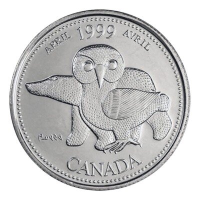 Canada 1999 April 25 cents UNC Millenium Series Canadian Quarter