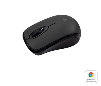 V7 Bluetooth 5.2 Compact Mouse - Black, Works with Chromebook Certified
