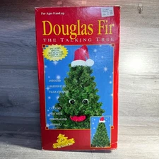 Vintage 1996 Gemmy Douglas Fir Talking Christmas Tree With Lights & Sound *Video