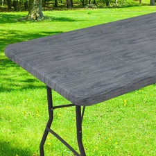 Rectangle Table Cloth Cover, Waterproof Elastic Fitted Picnic Tablecloth for ...
