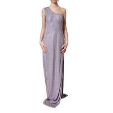 DOLCE & GABBANA Dress Purple Crystal OneShoulder EveningGown IT40/US6/S 36750usd
