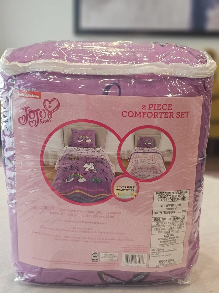 Juego de edredón y farsa reversible doble/completo Nickelodeon JoJo Siwa ropa de cama para niños Foto 3 de 4