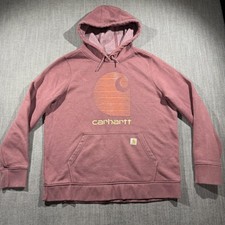 Carhartt Hoodie XL Pink Rain Defender Relaxed Fit Logo Fleece Pullover