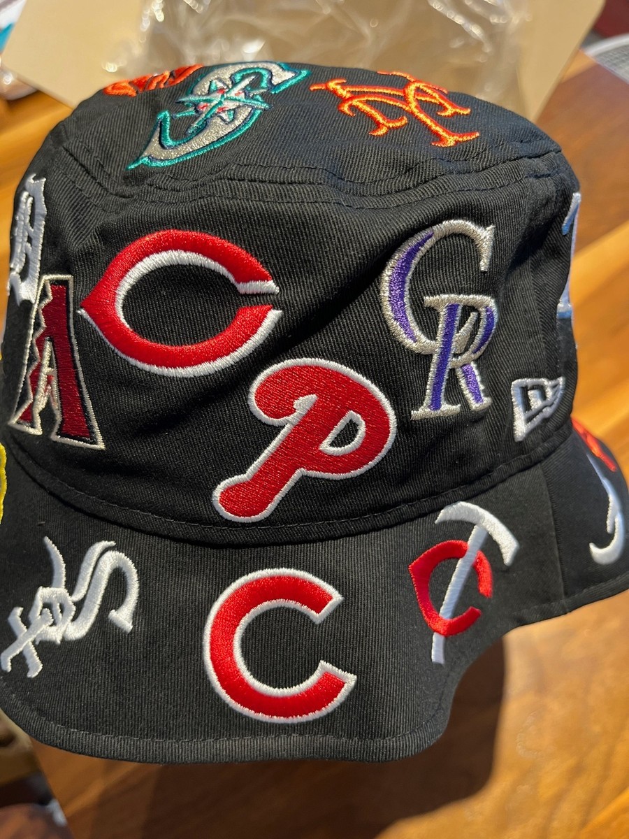 NEW ERA Bucket hat 01 Embroidery Team Logo Allover MLB Black