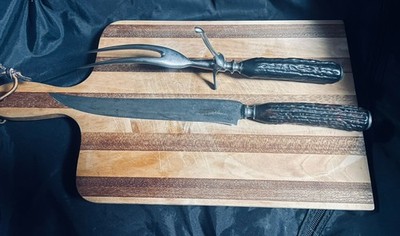 Universal LF&C Stag Handle Carving Knife & Fork Set Antique USA Made