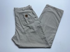 Carhartt Carpenter Pants Mens Size 38x34 B151 TAN Workwear Light Canvas Khaki