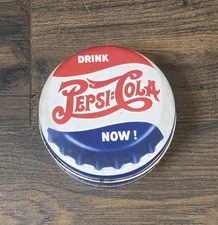 PEPSI-COLA SIX 3 1/2" COASTER SET IN PEPSI-COLA TIN, CORK BACK VINTAGE INSPIRED