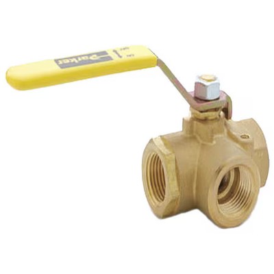Zoro Select Xv533p-16 Manual 3-Way Ball Valve, 1'', Brass,  Xv533p-16