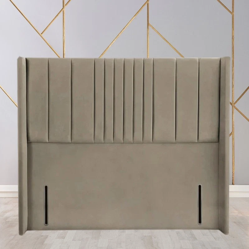 New 54" Floor Standing Winged Panel Headboard Plush Velvet Upholstered Double UK - Image 4 of 4