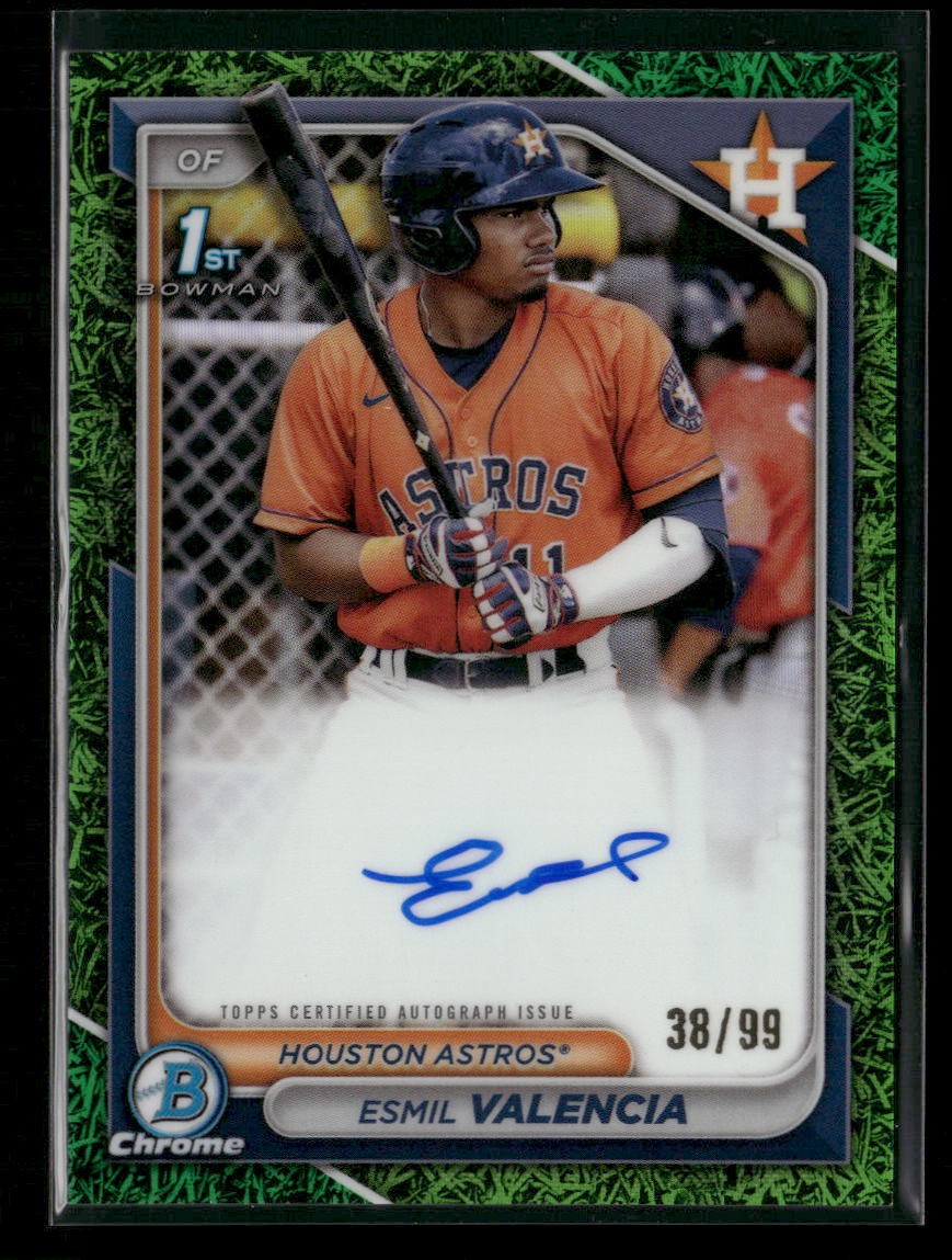 2024 Bowman Chrome Green Grass Auto /99 Esmil Valencia #CPA-EVI Bowman 1st