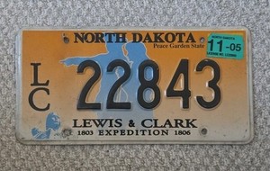 2005 North Dakota License Plate Lewis And Clark Optional Issue Old West