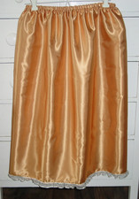 Golden Satin Half Slip Sheer White Glitter Trim 23"-46" waist Sissy-XXL NEW