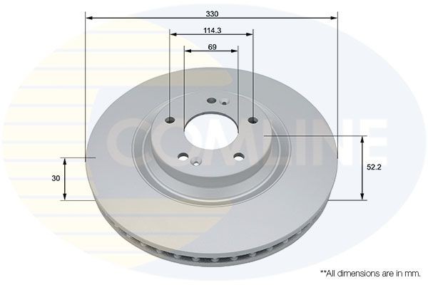 Brake Disc Front Internally Vented Coated Fits Hyundai i30 COMLINE ADC5080V