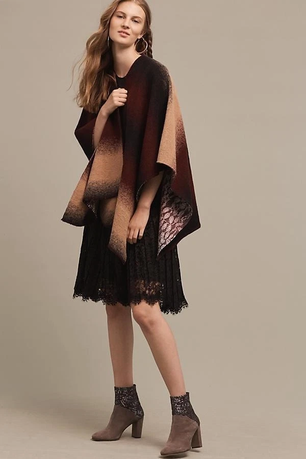 New Anthropologie Wintertide Reversible Poncho Jacket One Size New