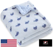 BORITAR Baby Blanket Super Soft Corduroy Blue Whale Plush Toddler Boy Girl 30"x4