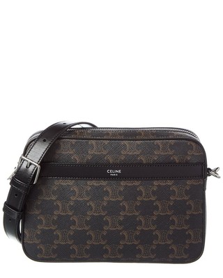 Celine Small Triomphe Canvas & Leather Crossbody Women's Brown