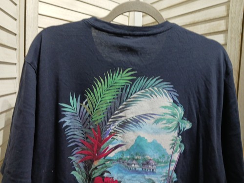 Nautica Womens Shirt Size Large Navy Blue Floral Logo Short Sleeve Graphic Tee - Picture 7 of 10