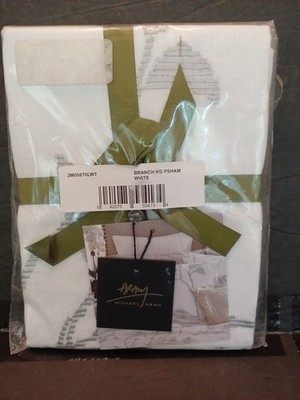 MICHAEL ARAM BRANCH KING PILLOW SHAM (1) WHITE/BEIGE NEW WITH TAGS