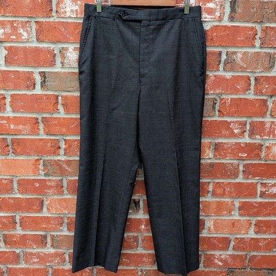 Burberrys Dress Trousers Mens 32x30 Grey Glen Check Vintage Plaid Pants