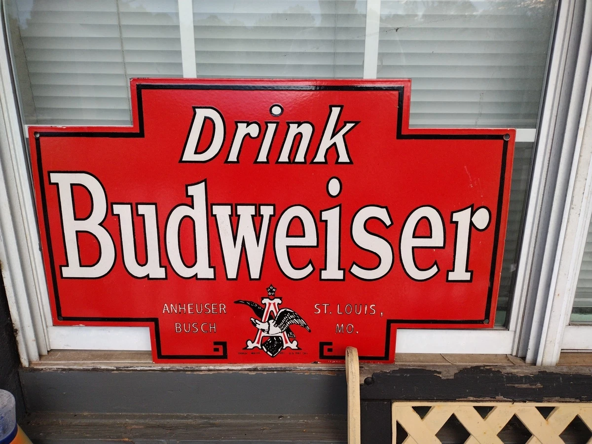 60's～70's　Budweiser 　看板　縦30.5cm　オーバル型 楽天市場】サインプレート budweiser バドワイザー 全5種類 レッド
