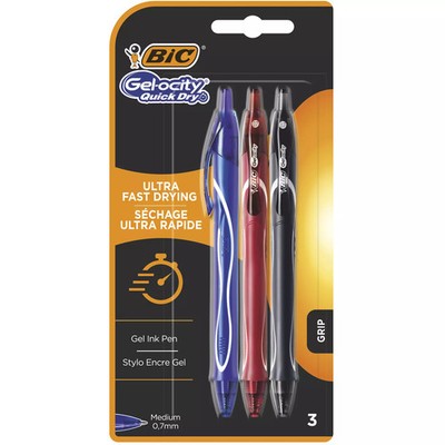 3086123494886 Długopis żelowy Gel-ocity Quick Dry BIC mix AST blister 3 kolory B