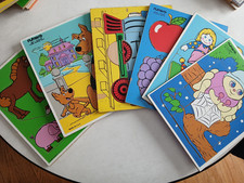 Playskool Vintage Wood Puzzles Lot of 6 Scooby Doo Fruit Toys Animals Train